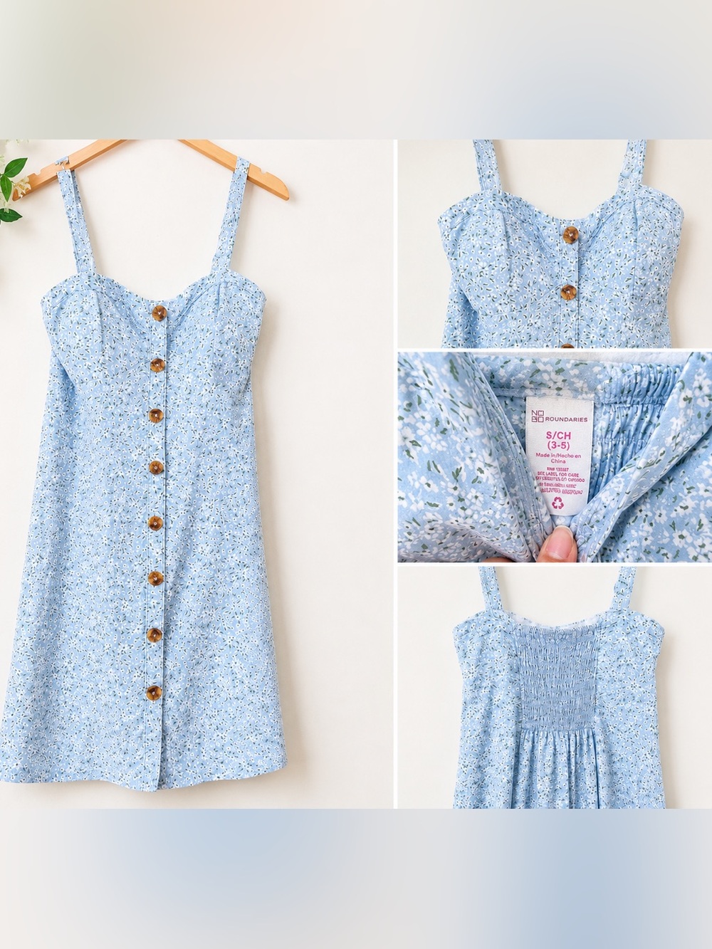 Romantic Blue floral sundress Y2K Summer dress
